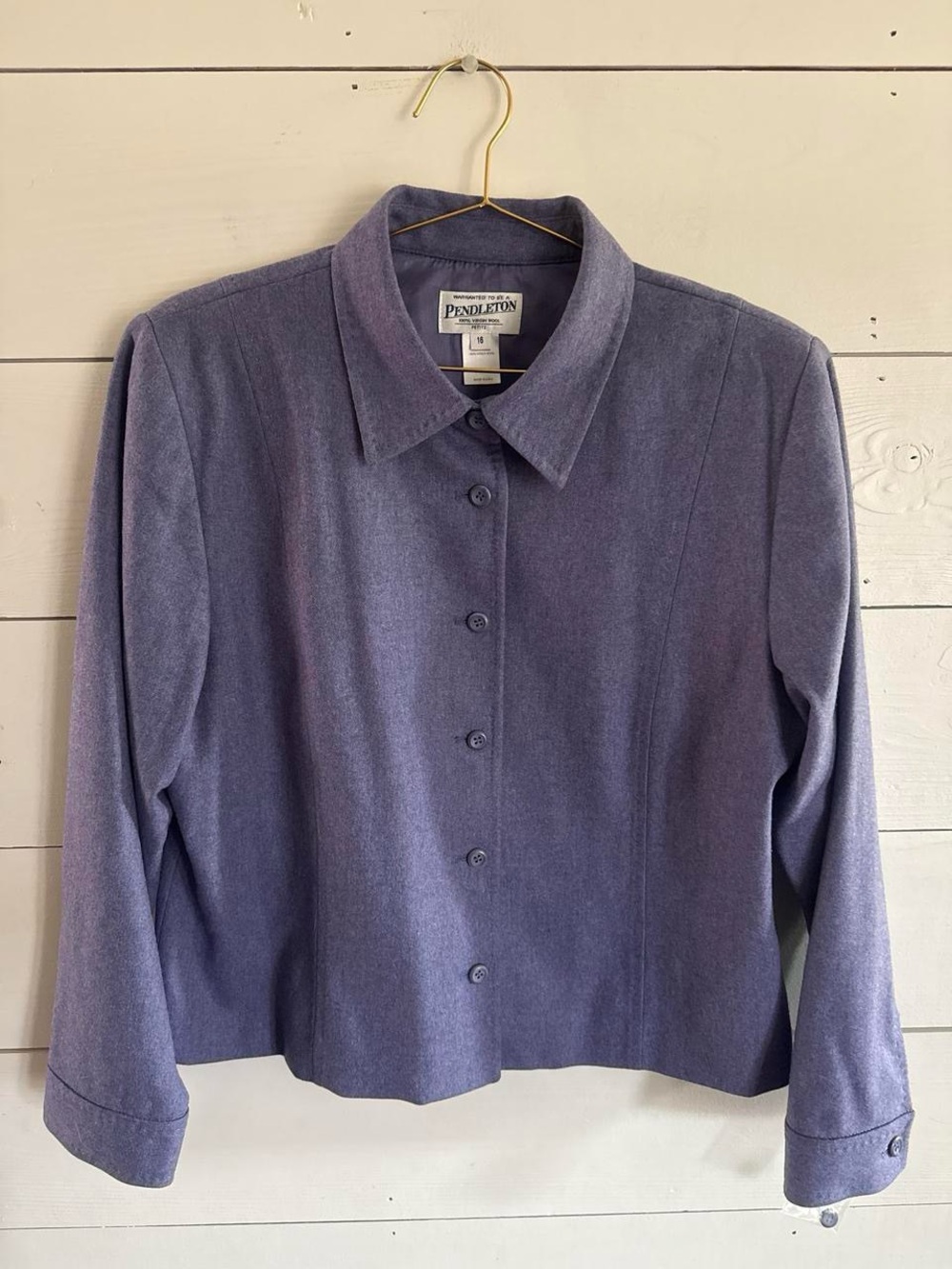 Pendleton Lavender 100% Wool Button-Front Wool Shirt